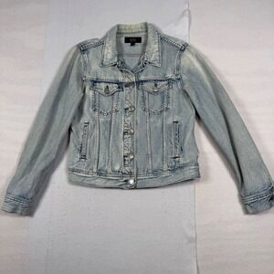 J.Crew Indigo Denim Jacket Womens Small Light Wash Distressed Cotton Trucker S